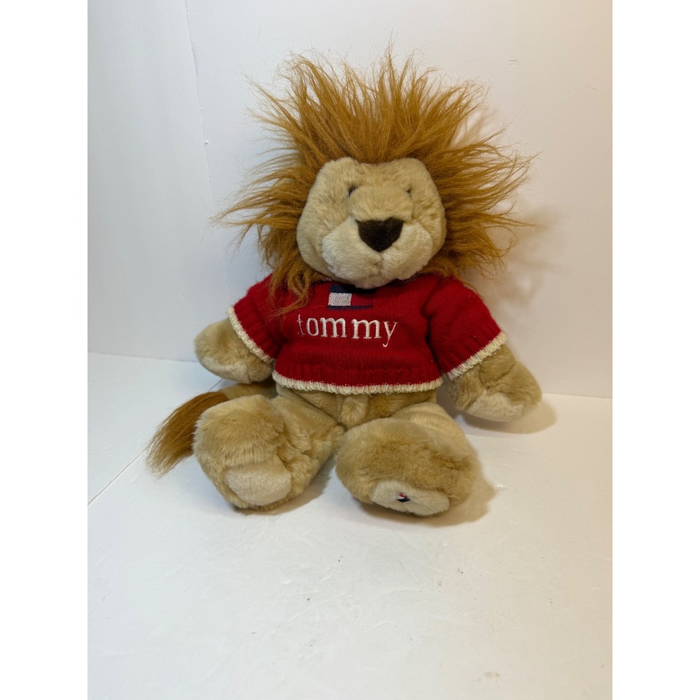 Vintage Tommy Hilfiger Plush Lion Stuffed Animal Red Logo Sweater Collectible